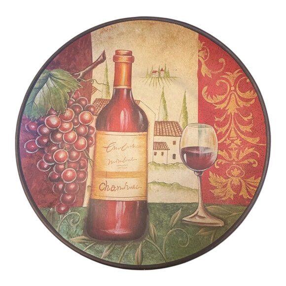 Kirklands Decorative Plate Set Of 3 Tuscan Vineyard Grapes & Wine Bottles Art - Picture 3 of 6